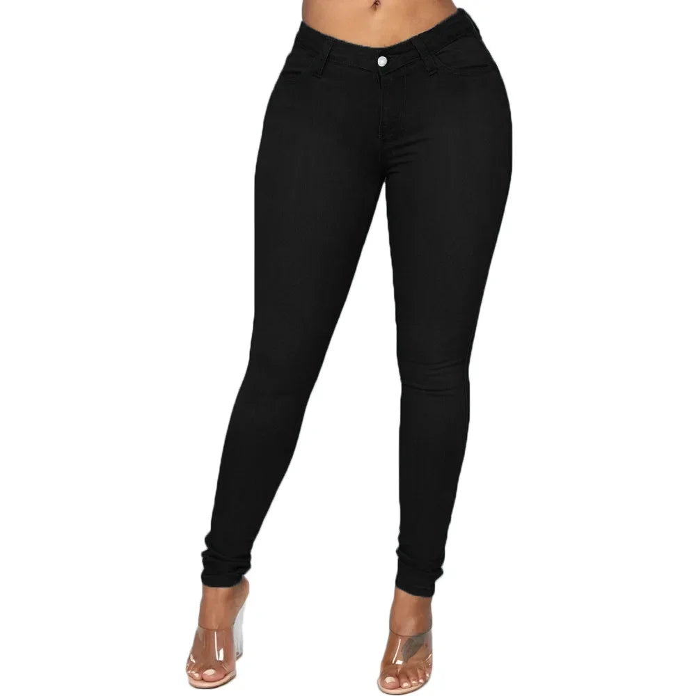 Sheath Pencil Jeans Women Pants Solid Vintage Skinny Ankle Length Pants Denim Mid Waist Washed 2025 Streetwear Slim Fit Jean Aviola