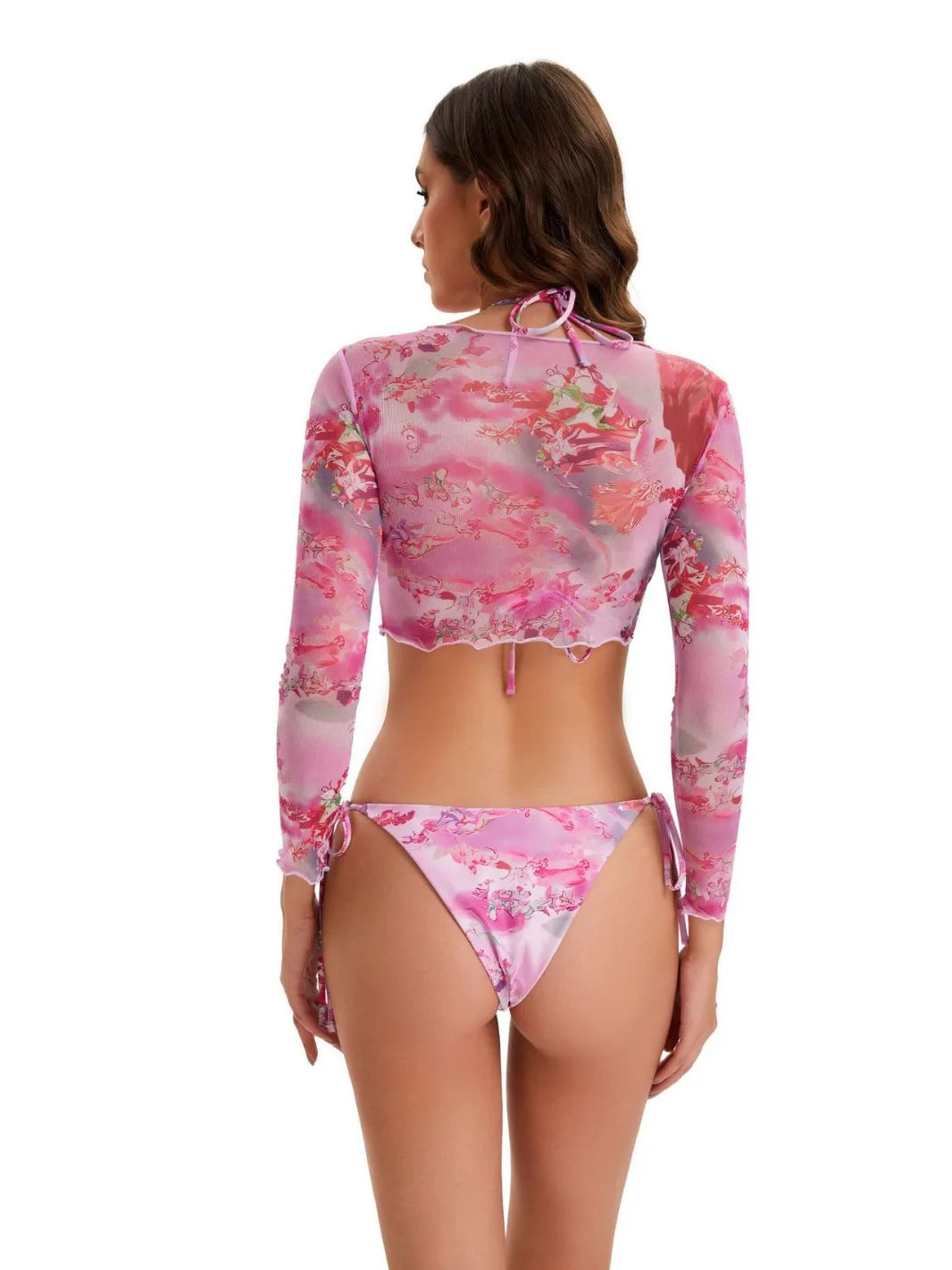 2025 New Sexy Bikini Three-piece Set Women Thong Print Swimsuit Low Waist Summer Mesh Blouse Swimming Pool Bikini Set Brazil Set Aviola