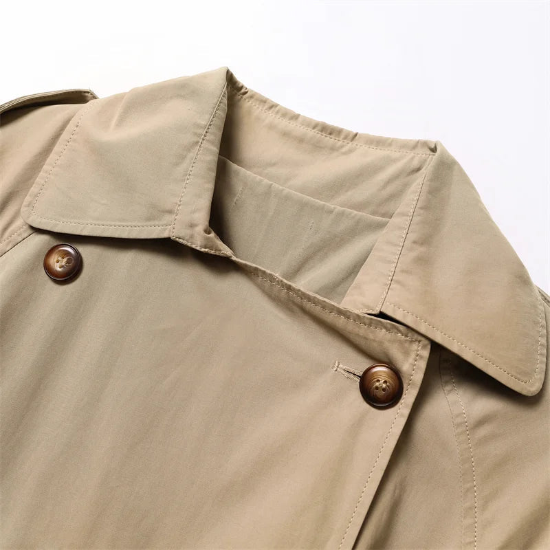 RARF lady Spring and Autumn new classic women's double button trench coat, trench jacket, vintage medium long coat, with belt Aviola
