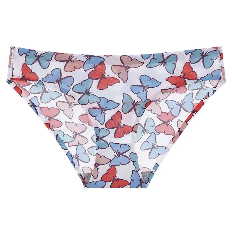 Woman Seamless Panties Women Ice Silk Underwear Printed Female Underpants Big Size Sexy Underwear Girls Briefs NK2153 Aviola