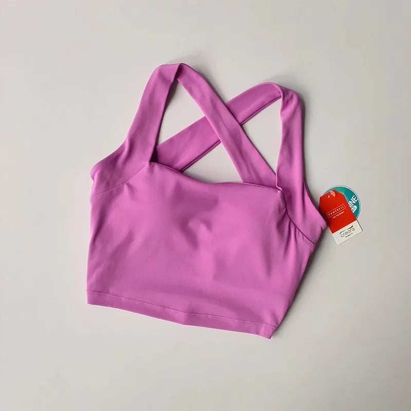 Women Cross Strap Sports Bra Top High impact Push Up Running Bras Sport Bra Yoga Gym Crop Top Brassiere Fitness Top Sport Bra Aviola