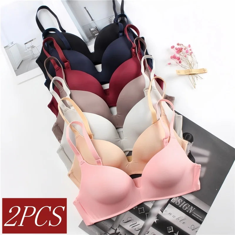 2Pcs/Set Push Up Bra Padded Bras For Women Underwear Non-wire Brassiere Sexy Lingerie Solid Color 3/4 Cup Comfort Intimates Aviola
