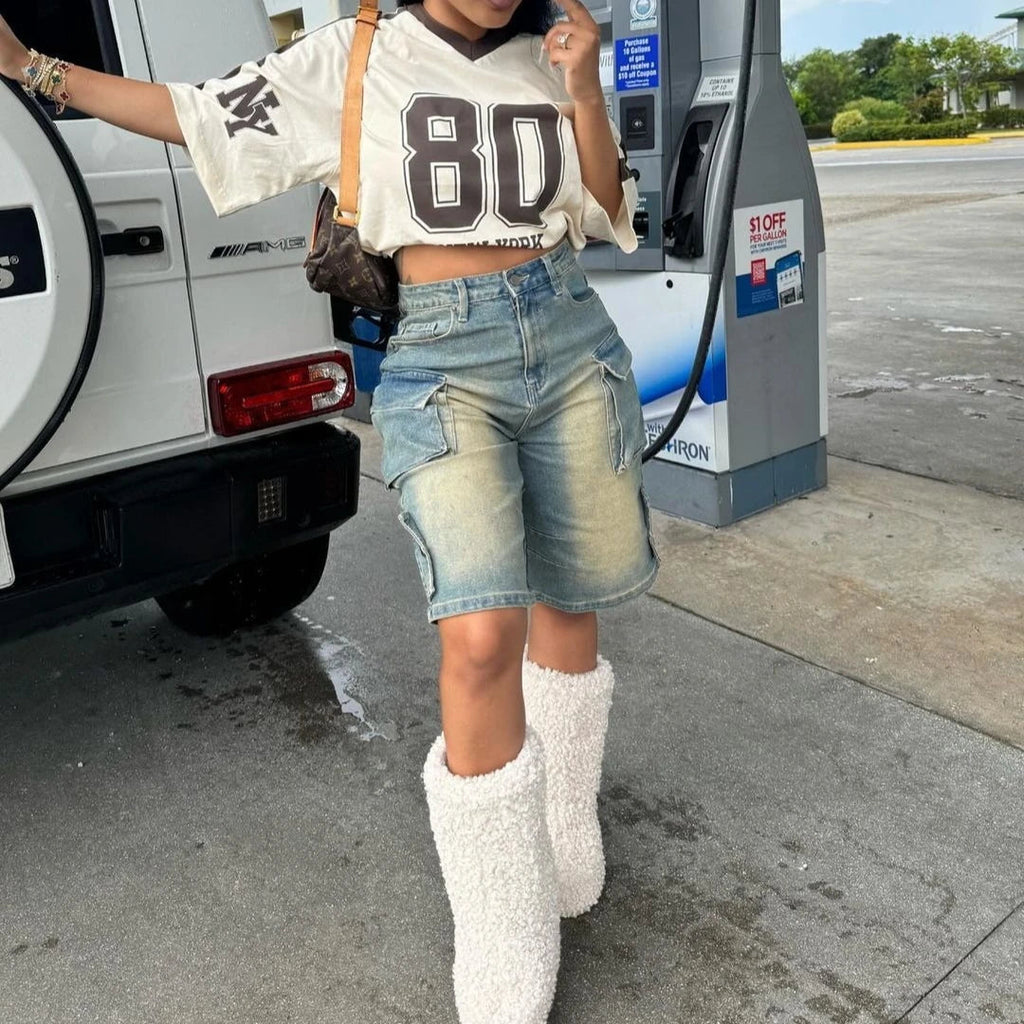 Denim Pant Women Short Jeans Shorts Pants Slim Mom Jeans High Waist Straight Trousers Y2k Streetwear Splice Pockets Casual Punk Aviola