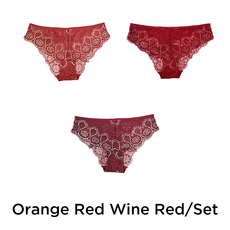 3PCS/Set Lace Panty Sexy Weave Panties for Women Floral Briefs Female Underwear Printed Underpants Fashion Sexy Lingerie NKT2135 Aviola