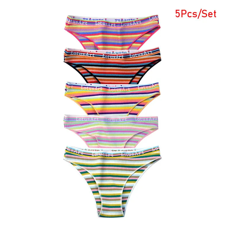 5pcs/Set Women's Low-Rise Cotton Panties Women's Brief Panties Pack Breathable Briefs, Moisture-Wicking Brief Underwear Aviola