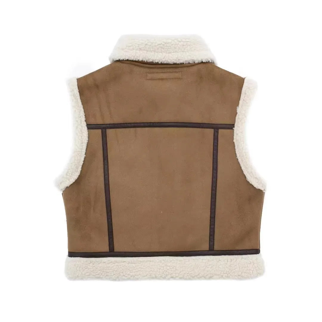 RARF ladies 2025 autumn new stand collar fur one double-sided short vest vest for women's coat warm and thick Aviola