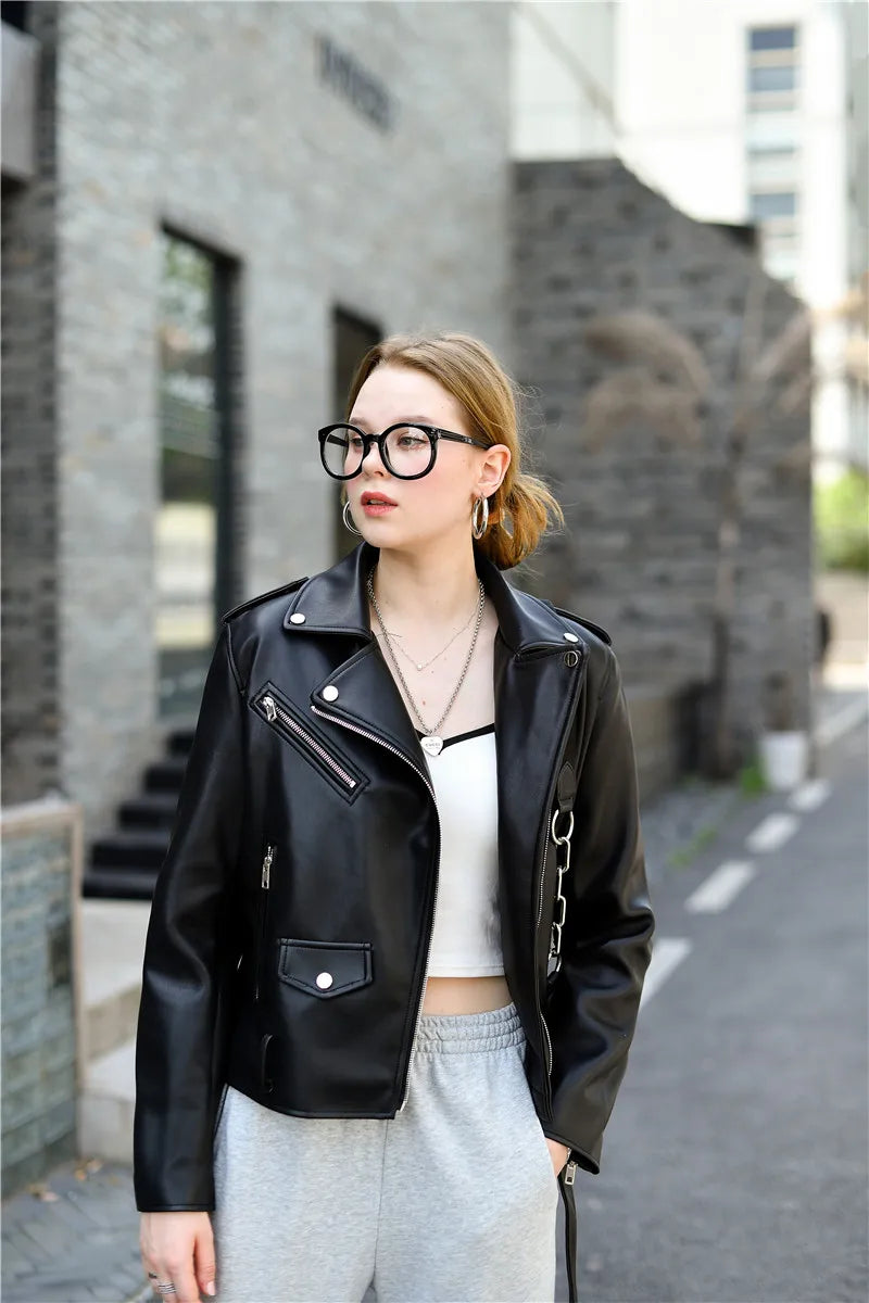 RARF Spring and Autumn 2024 The new belt detachable epaulet motorcycle jacket leather jacket Aviola
