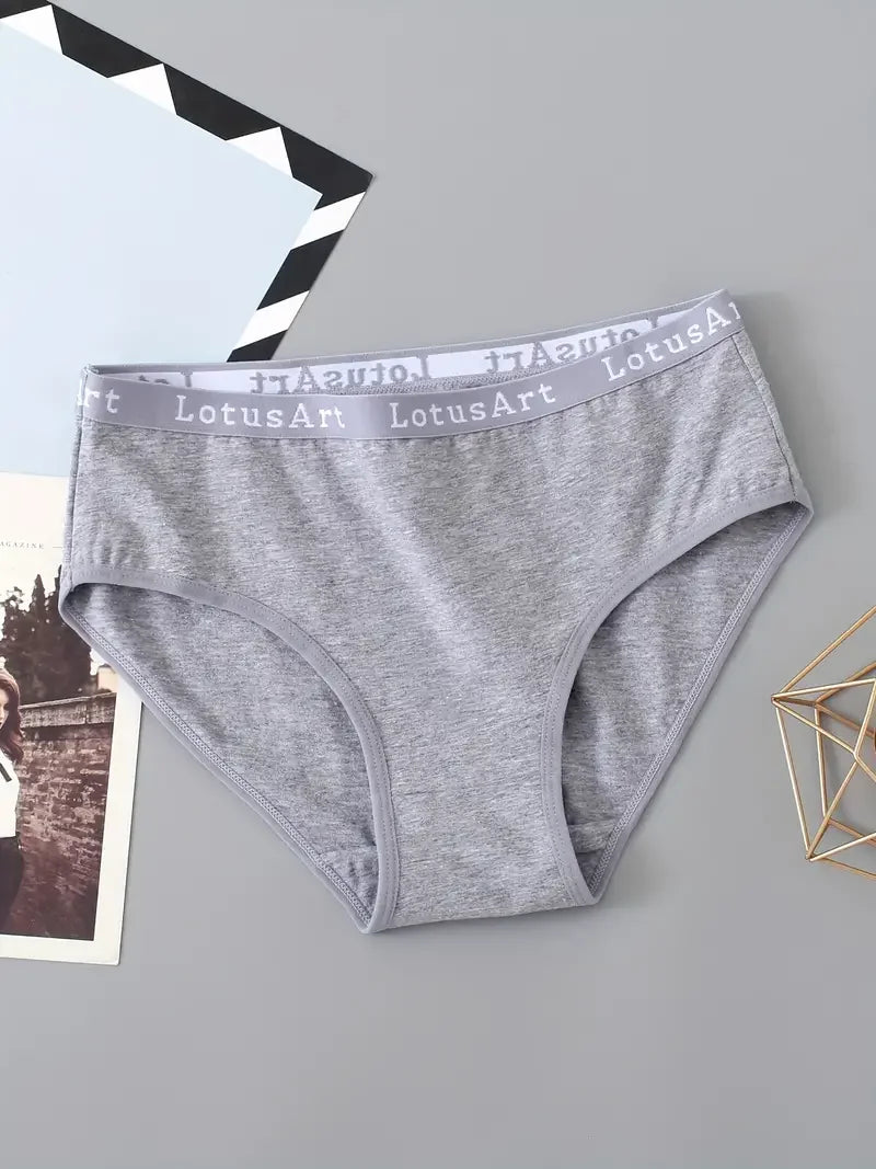 2PCS/Set Women Cotton Solid Panties Sexy Plus Size Underwear Letter Lingerie High Waist Comfor Briefs Aviola