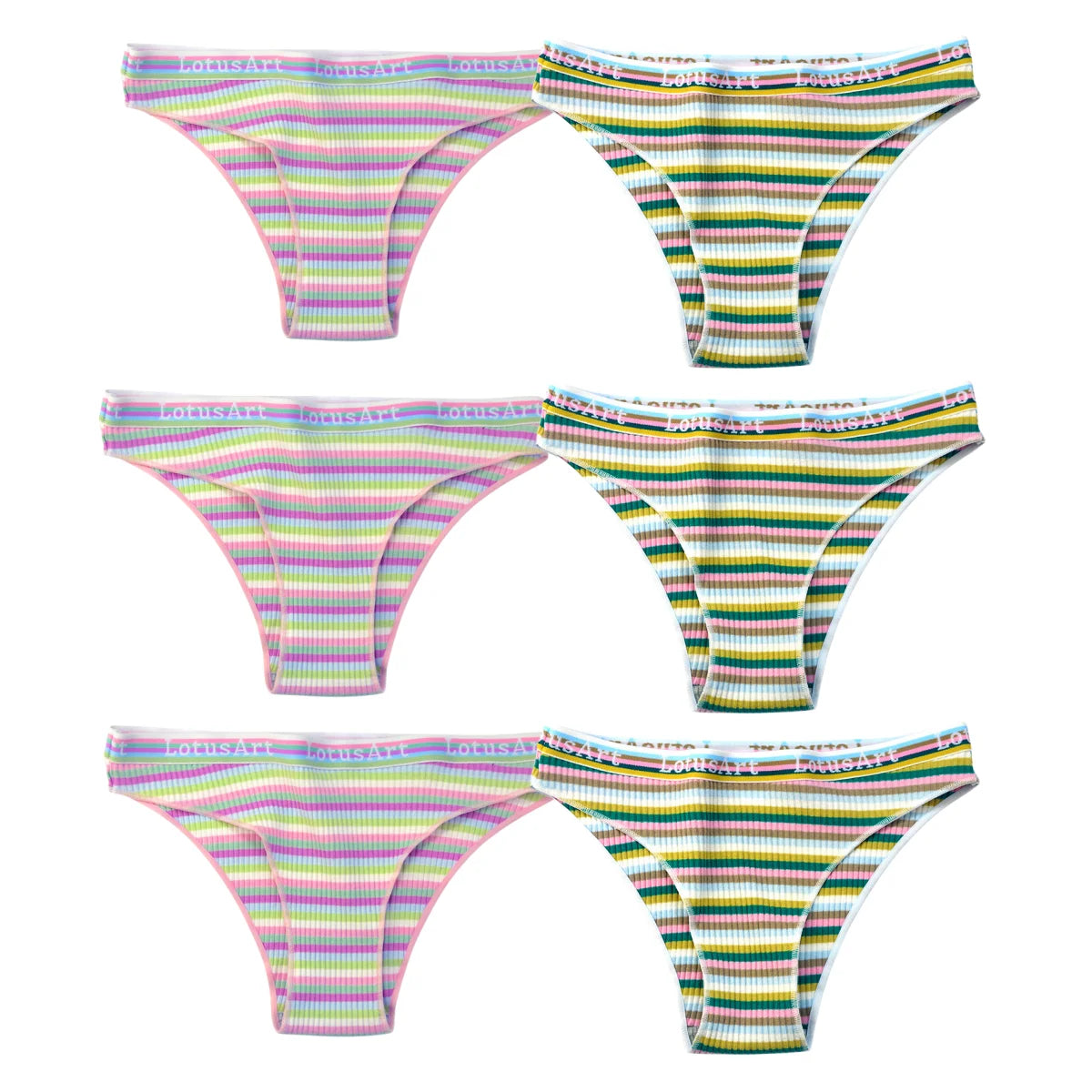 6PCS/Set Cotton Panties For Women Striped Briefs Low Waist Bottoms Female Sports Underpants Seamless Underwear Sexy Lingerie Aviola