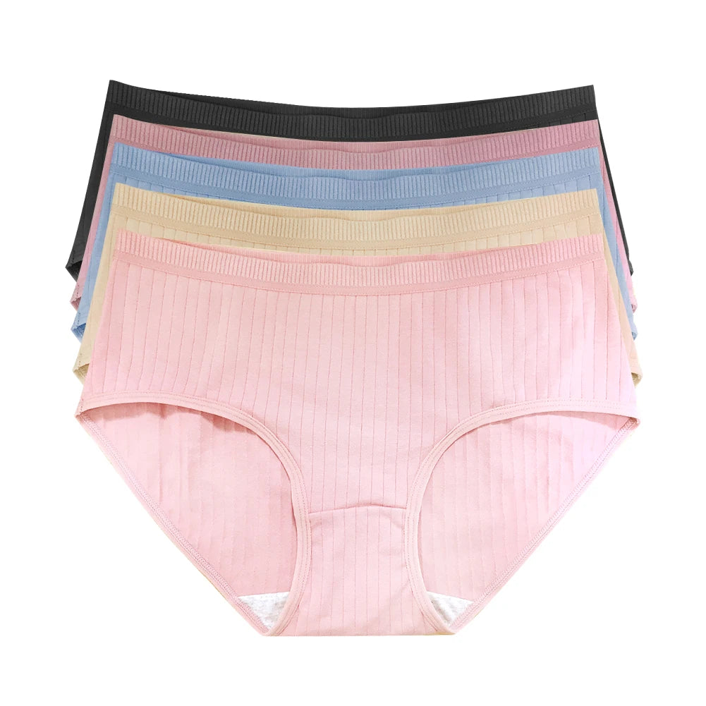 5pcs/pack Women's Stretchy Cotton Panties Oversize Anti-bacterial Briefs Lingerie Aviola