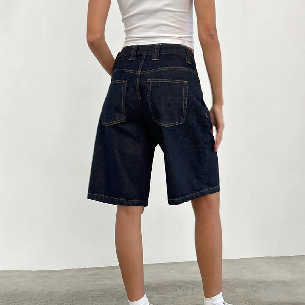 Denim Pant Women Wide Leg Jeans Calf Length Pants High Waist Straight Trousers Y2k Streetwear Mom Jeans Casual Loose Summer Aviola