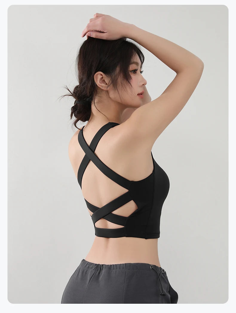 Women Fitness Underwear Yoga Bras cross Back Beauty Sports Bras Front Zippe Top Bra Sexy Breathable Underwear For Women Gym Top Aviola