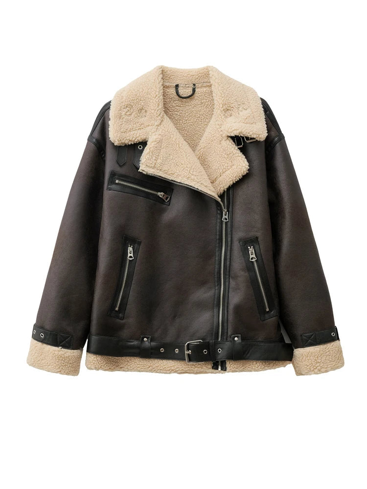 RARF 2024 Autumn/Winter new European-style women's warm and thick double-sided lapel long-sleeved jacket jacket Aviola