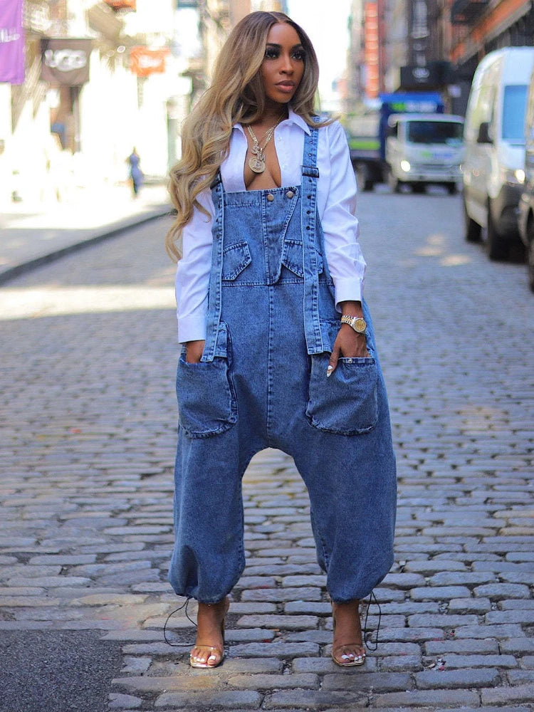 Women Jumpsuits Suspenders Jeans Pant One Piece Demin Overalls Y2k Streetwear Wide Leg Long Pant Casual Loose Rompers Mom Aviola