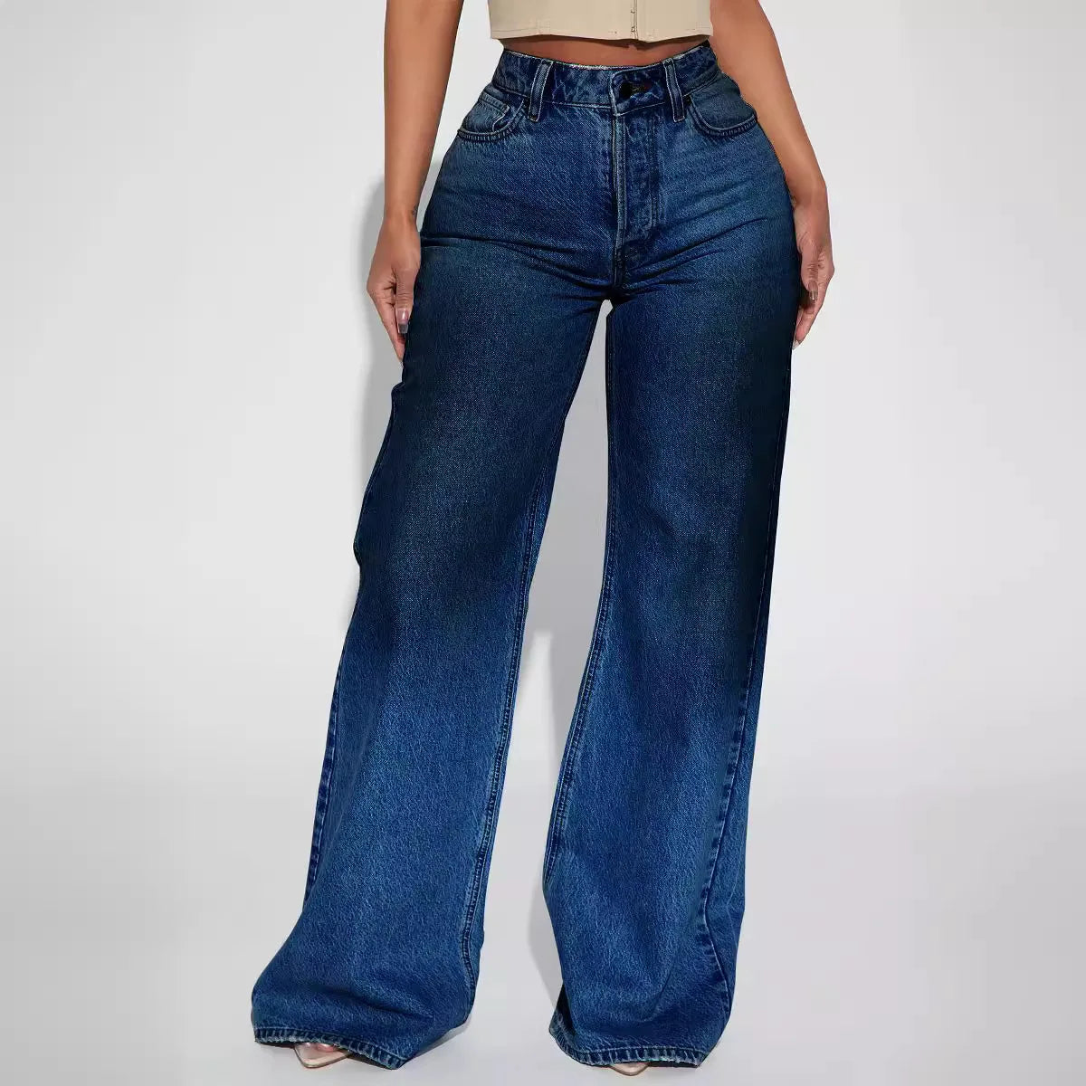 Jeans Wide Leg Pants Women Vintage Denims High Waist Mom Pocket Distressed Washed 2025 Streetwear Floor Length Straight Trousers Aviola