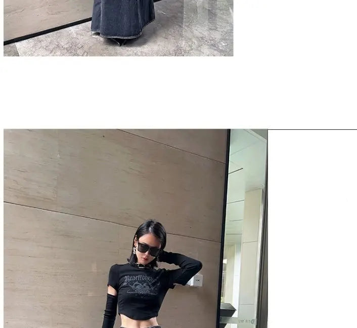 Maxi Skirt Women Casual Mermaid Streatwear High Waist Zipper Denim Skirts Y2k Streetwear Loose Long Mom Jeans Ankle Lenth Summer Aviola