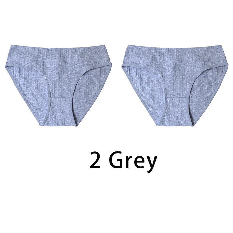 2PCS/Set Women Plus Size Seamless Cotton Panties Daily Underwear Sexy Female Rib Underpants Girls Comfort Briefs Lingerie 835 Aviola