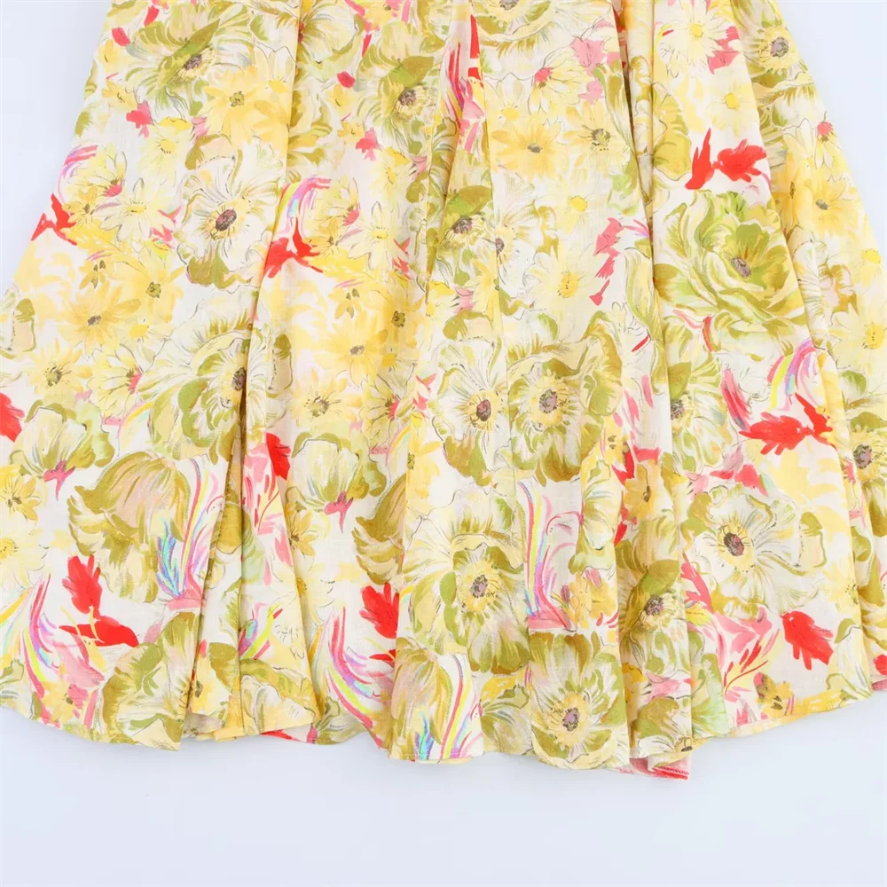 BM&MD&ZA2025simple casual sweet floral square neck suspender dress long skirt summer new women's clothing Aviola
