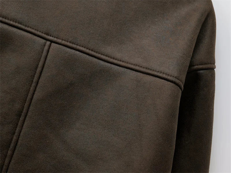 RARF 2024 new Fall/Winter women's collection double-sided lapel long-sleeved jacket with warm fur Aviola