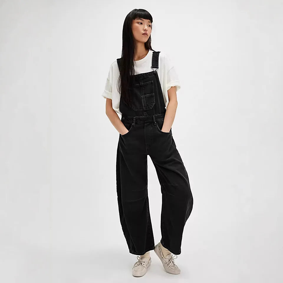 Jeans Women Denim Cargo Pants Wide Leg Long Pant Jumpsuit Y2k Streetwear Button Pocket Casual Straight Trousers Overalls Aviola