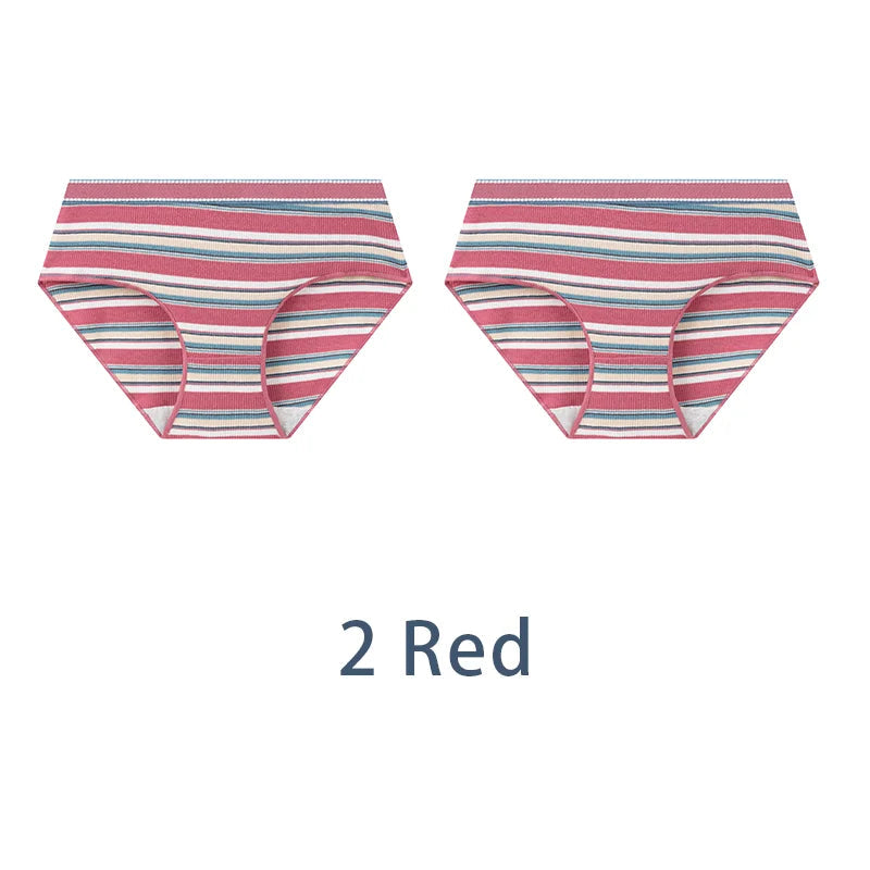 2PCS/Set Women Cotton Sexy Retro Panties Female Low Waist Underwear Classic Design Lingerie Girls Cute Briefs Aviola
