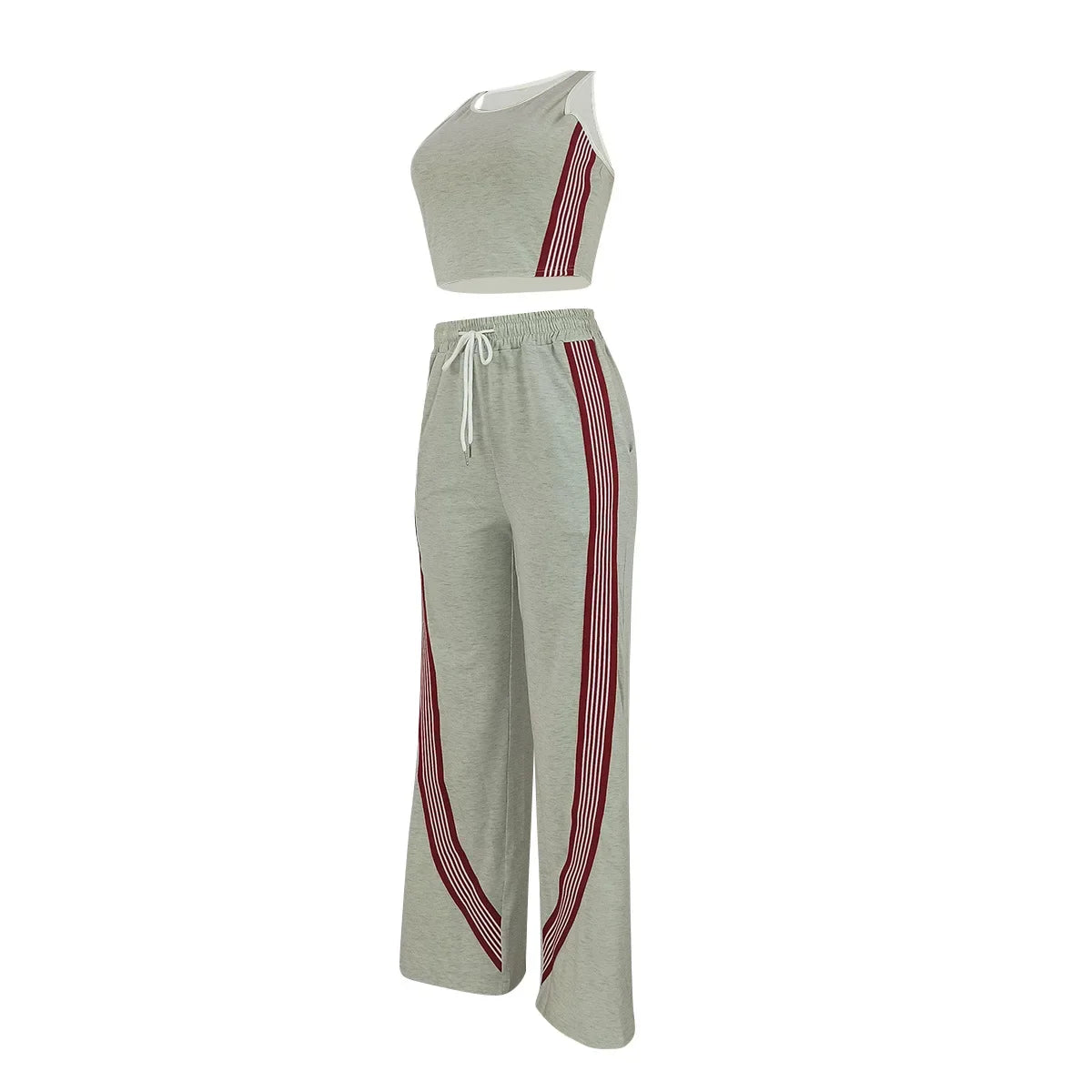 Two Piece Sets Women Sports Suit Vest Top Wide Leg Pants Striped Elastic Waist Matching Sets Trousers Sportswear 2025 Tracksuit Aviola