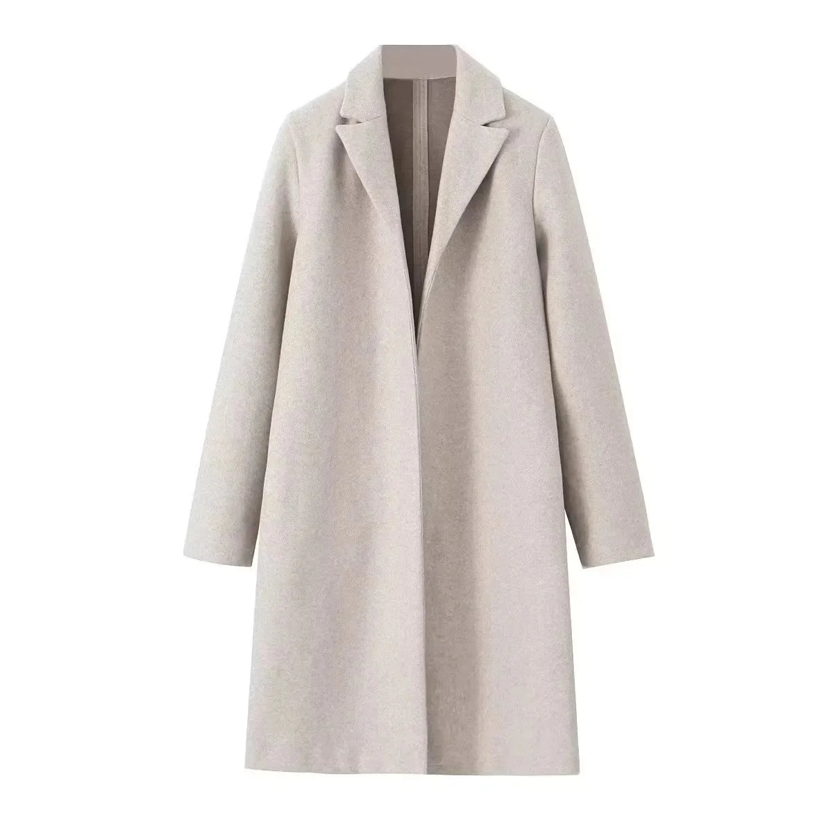 RARF Women Woolen coat Fashion Solid Open Stitch Long Trench Coats Vintage V-Neck Full Sleeves Female Chic Lady Outfits Aviola