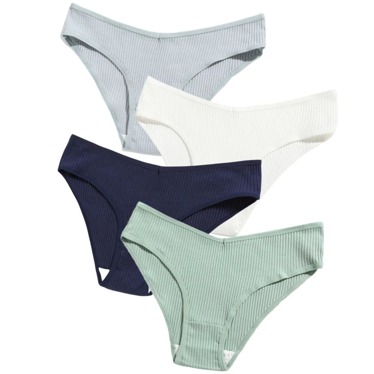 4Pcs/Set Seamless Panties Cotton Briefs Low Waist Bikini Panty Sports Underwear Breathable Solid Color Ribbed Underpants Aviola