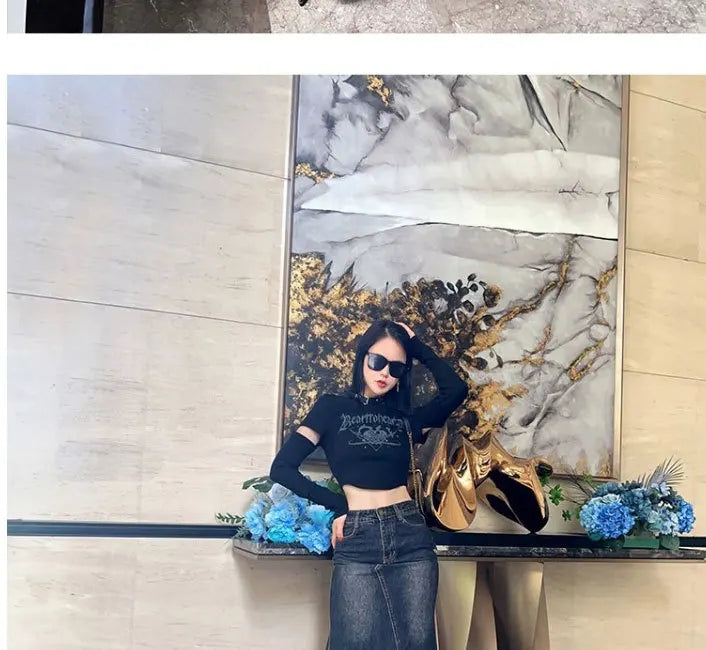 Maxi Skirt Women Casual Mermaid Streatwear High Waist Zipper Denim Skirts Y2k Streetwear Loose Long Mom Jeans Ankle Lenth Summer Aviola