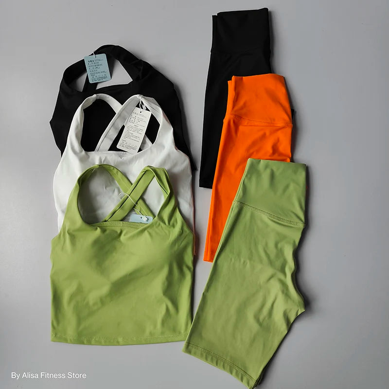 2PCS  Women Yoga Set Workout Sports Bra Set Sportswear Gym Clothing Fitness Long Sleeve Crop Top High Waist Shorts Sports Suits Aviola