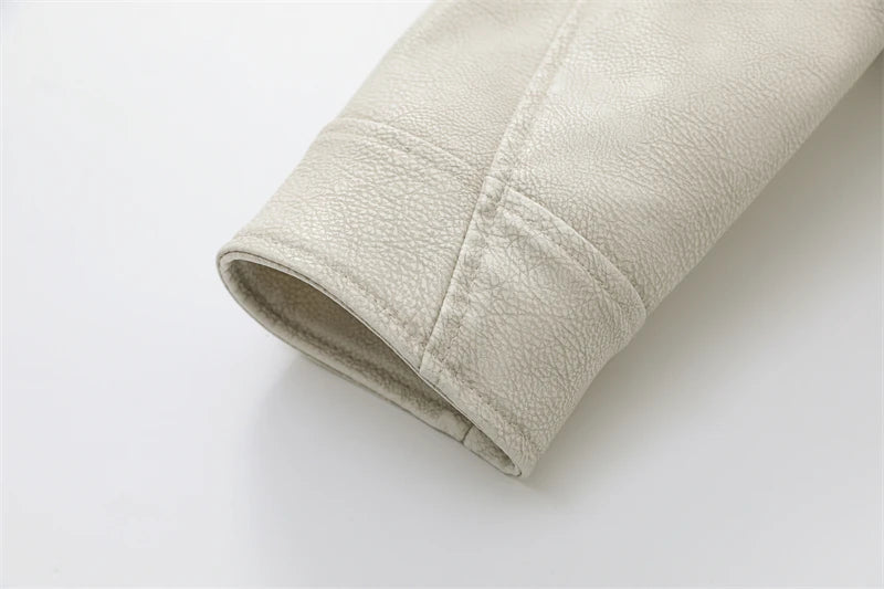 Chaqueta de cuero lavado con cinturón para mujer, abrigo corto con cremallera degradada y cuello vuelto Vintage, chaqueta elegan Aviola