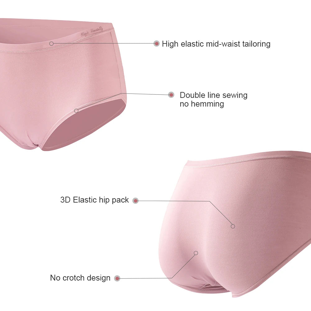 5PCS Women's Panties Modal Seamless Breathable Mid-waist Briefs Soft Underpants Lingerie Aviola