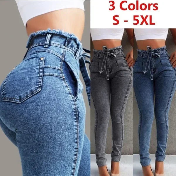 Women High Waist Denim Pants Plus Size Sexy Stretchy Slim Elastic Hips Pants Pencil Pants Trouser Plus Size Sexy Mom Jeans 2025 Aviola