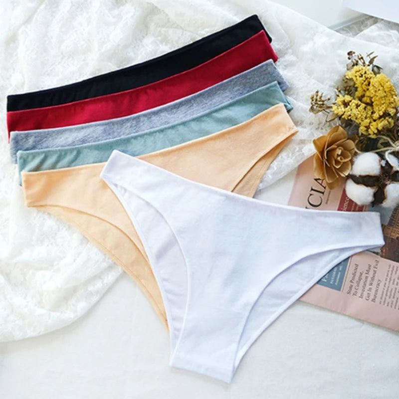 4Pcs/Set Cotton Panties Low Rise Briefs Solid Color Women Seamless Underwear Breathable Underpants Lingerie Comfy Intimate Aviola
