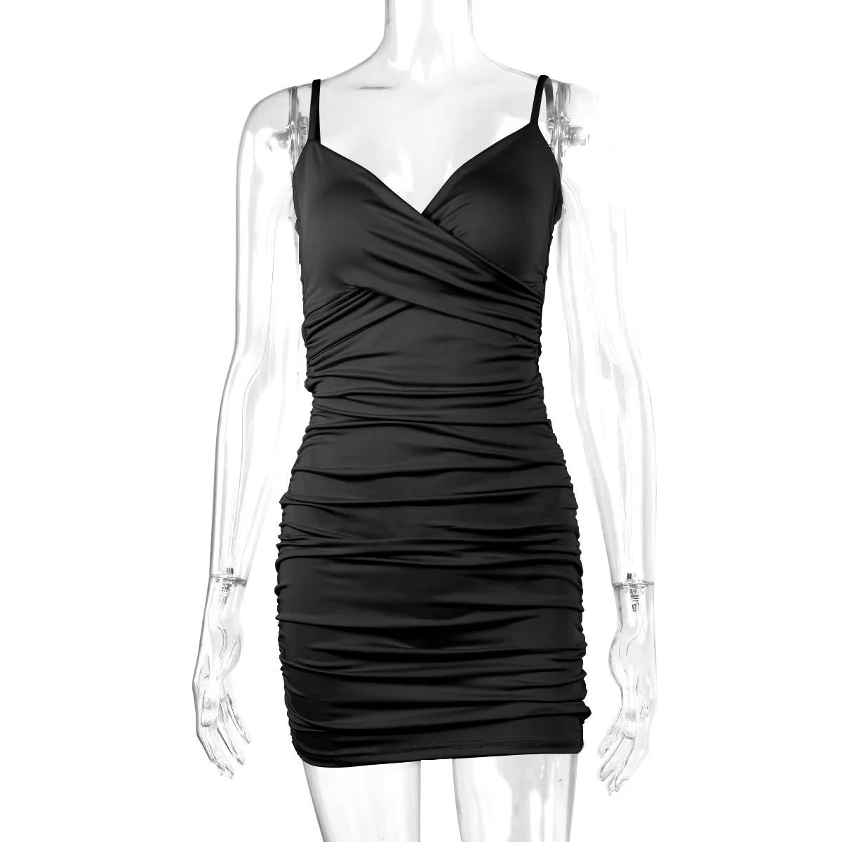 European and American summer women's sexy V-neck pleated backpack hip suspender skirt Aviola
