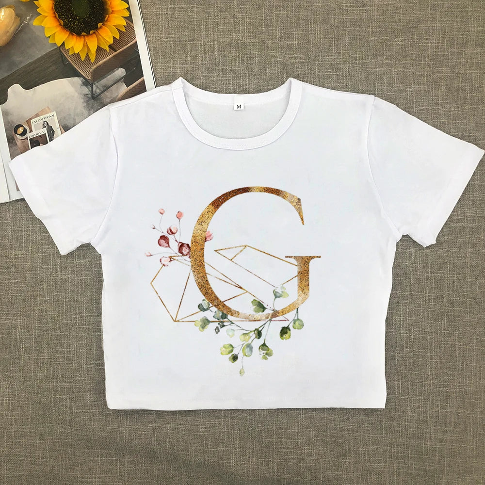 2024 Europe and the United States new printed art letter short sleeve women with street women T-shirt Y2K Aviola