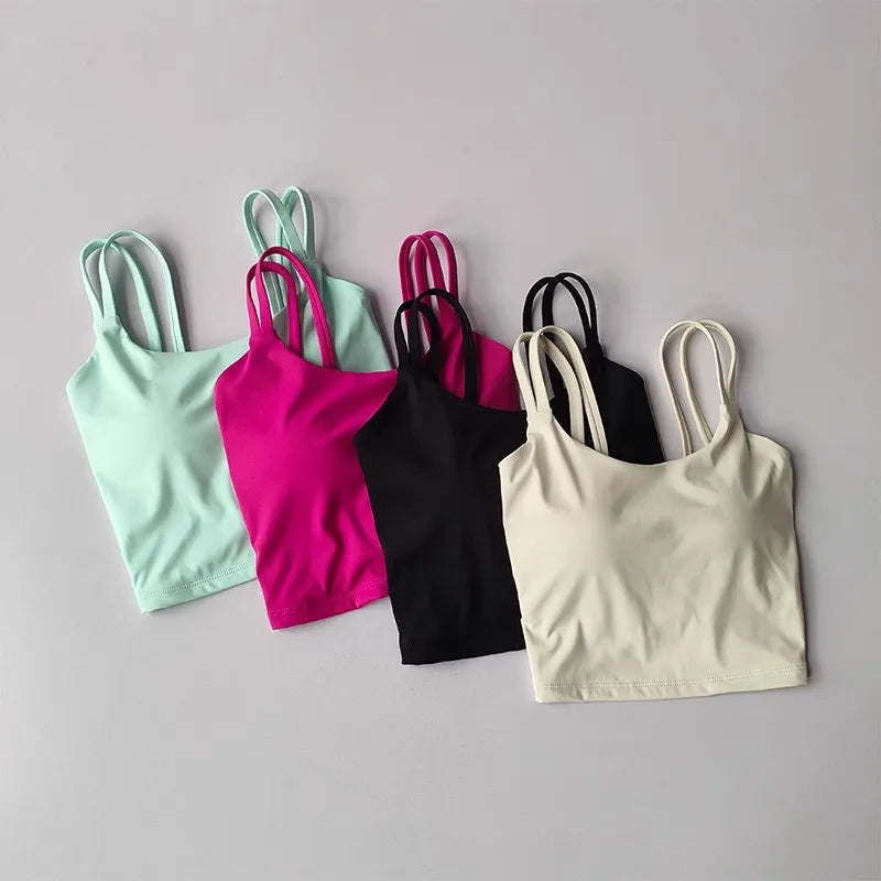 Women's Sports Bras Fitness Top, Sexy Lingerie, Push Up Fixed Pad, Yoga Bra, Back knotted Underwear, Running Vest, Gym Tops Aviola