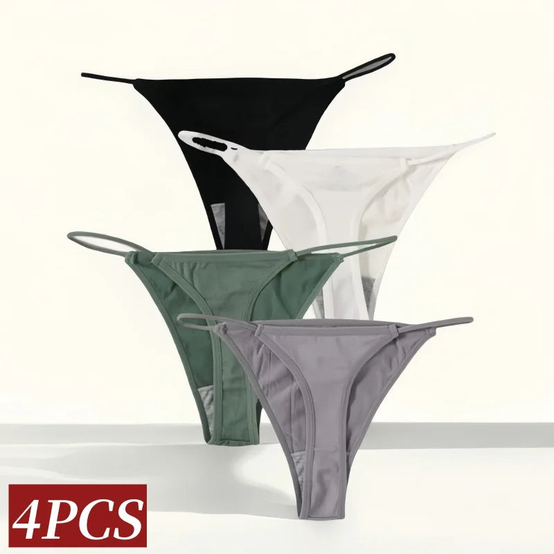 4Pcs/Set Women G-String Seamless Panties Underwear Sexy Lingerie Low Rise Thongs Female G-String High Cut Pantys Aviola
