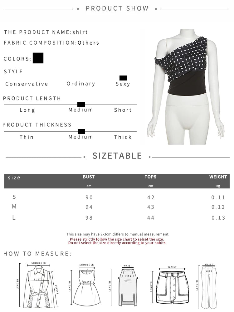 Nibber Daily Skew Collar Off Shoulder T-Shirt Women Polka Dots Print Summer Trend Backless Street Fashion Trend Ruched Crop Tops Aviola