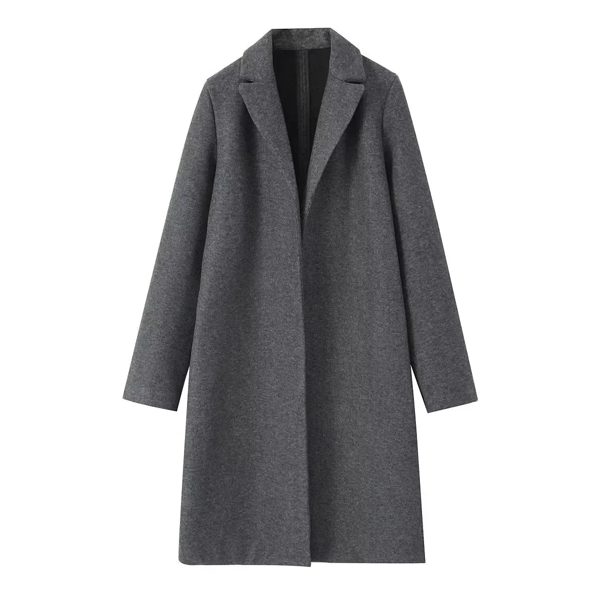 RARF Women Woolen coat Fashion Solid Open Stitch Long Trench Coats Vintage V-Neck Full Sleeves Female Chic Lady Outfits Aviola