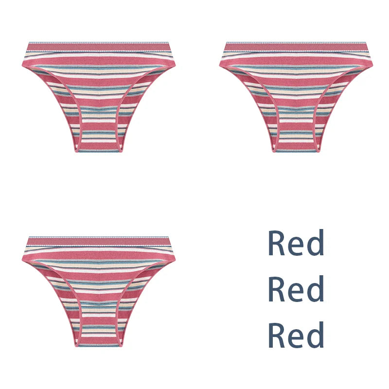 3PCS/Set Women Cotton Sexy Striped Panties Female Low Waist Underwear Classic Comfort Lingerie Girls Cute Briefs Aviola