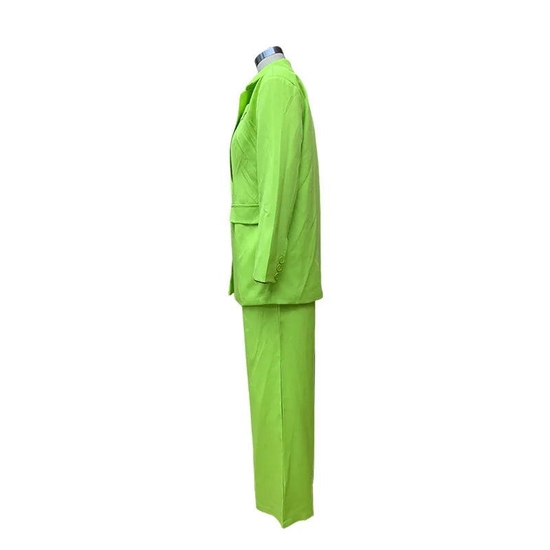 Women Tracksuit Three Pieces Set Turn Down Collar Cardigan Single Button Solid Outerwear Pockets Wide Leg Pants Office Lady Aviola