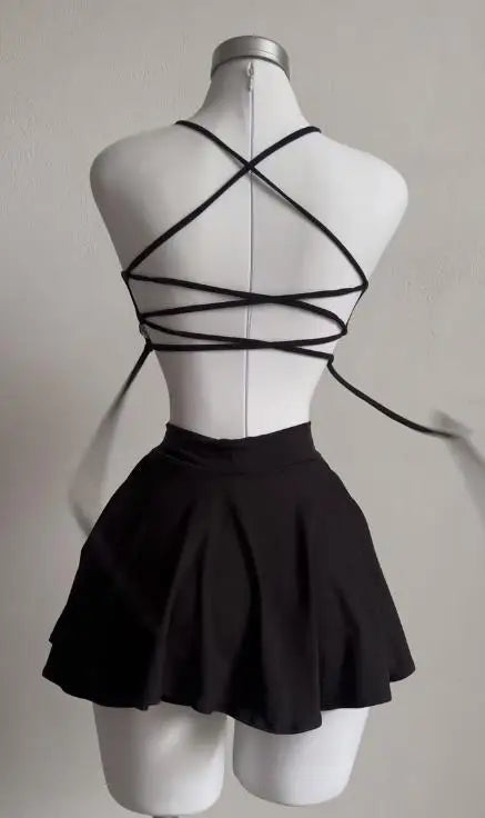 Cross-border suspenders two-piece sexy suspenders halter halter skirt Aviola