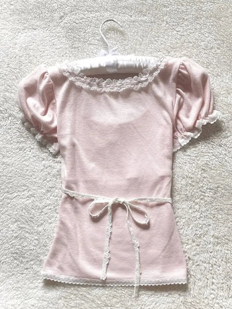 MEXZT Kawaii Pink T Shirt Women Japanese Cute Bow Lace Up Tops Summer Y2K Korean Fashion Lace Patchwork Puff Short Sleeve Tees Aviola
