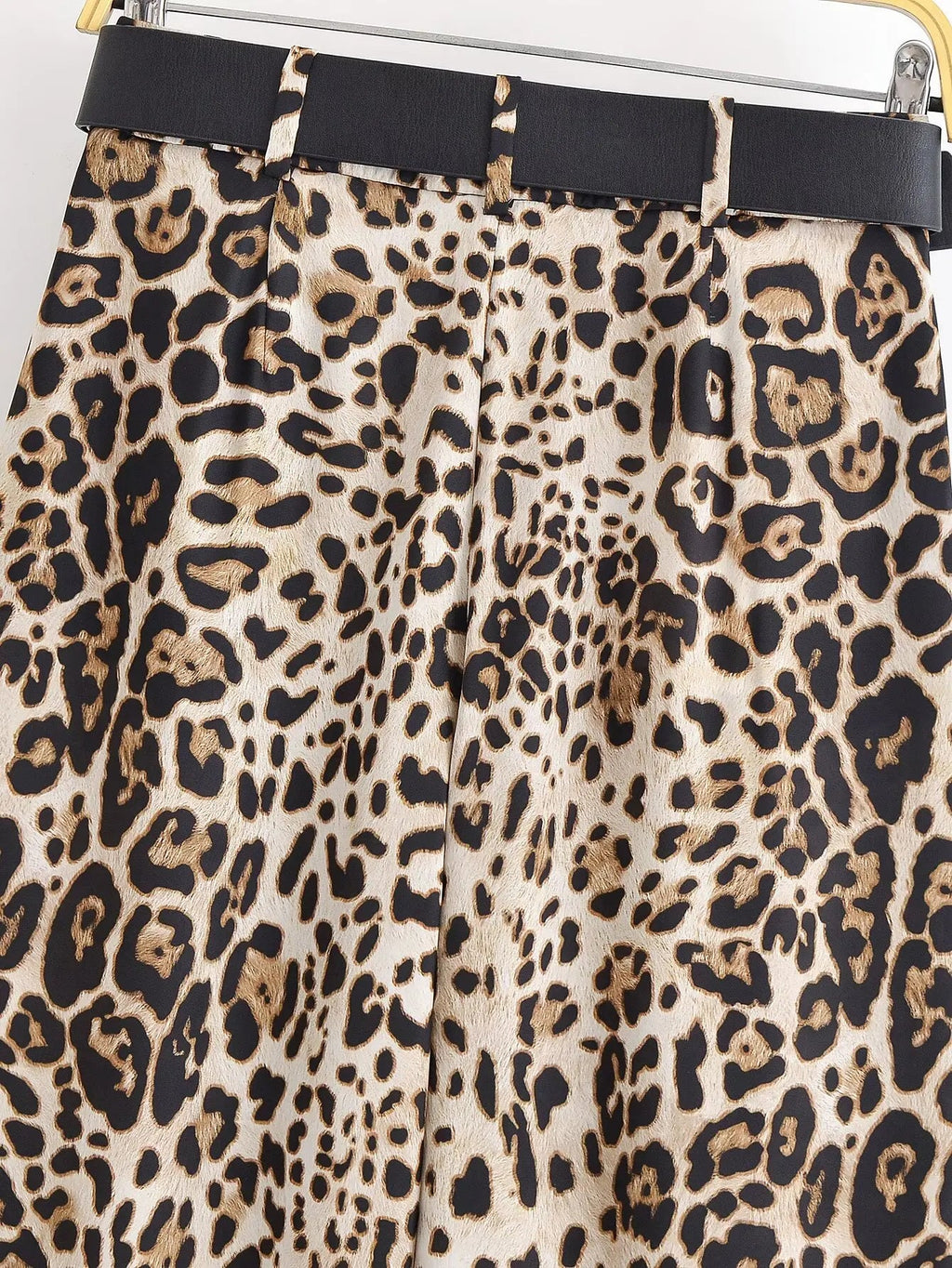 UNIZERA Leopard Satin with Belt High Waisted Trousers Wide Leg Pants Women's Clothing 2025 Summer New Arrivals Casual Pants Aviola