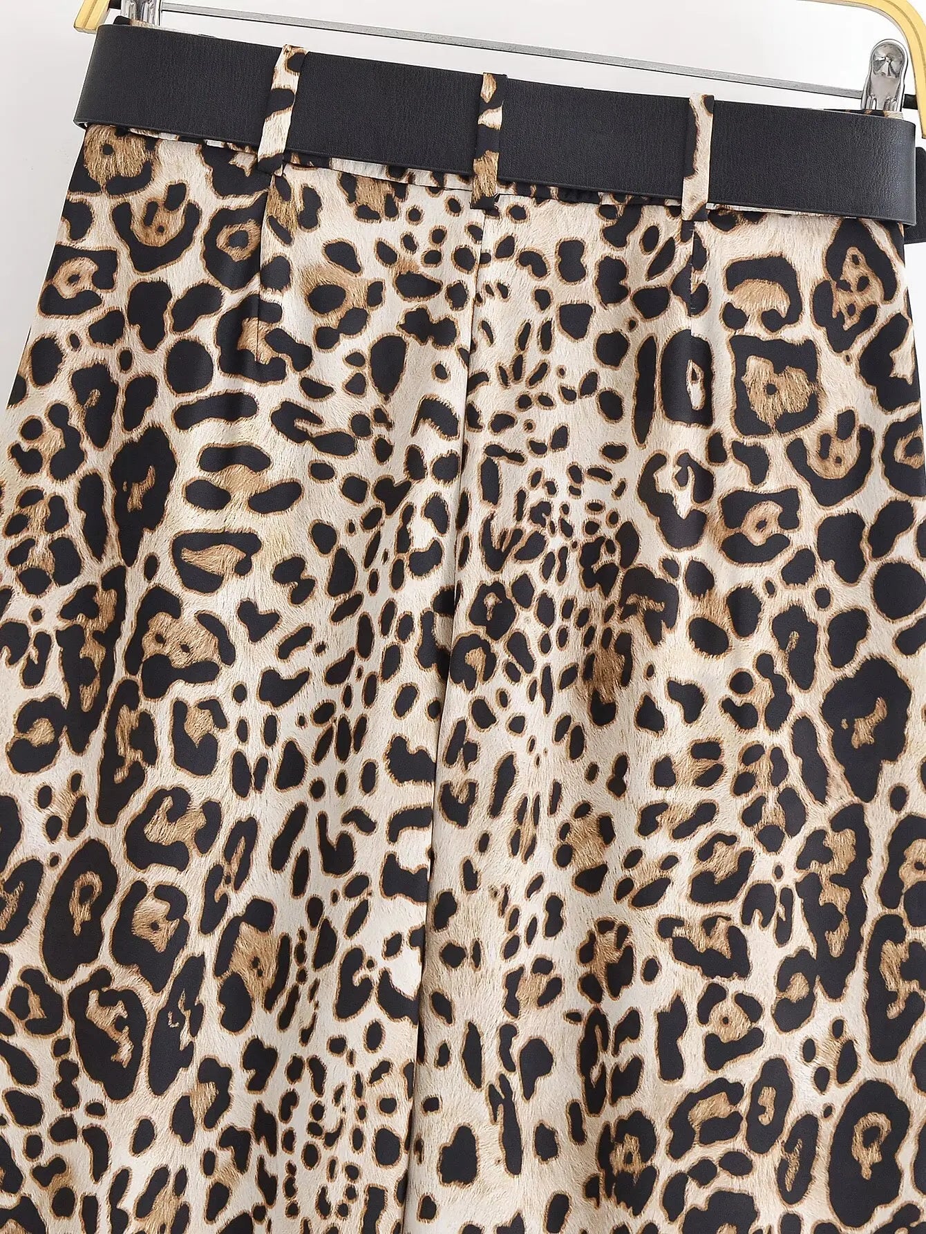 UNIZERA Leopard Satin with Belt High Waisted Trousers Wide Leg Pants Women's Clothing 2025 Summer New Arrivals Casual Pants Aviola