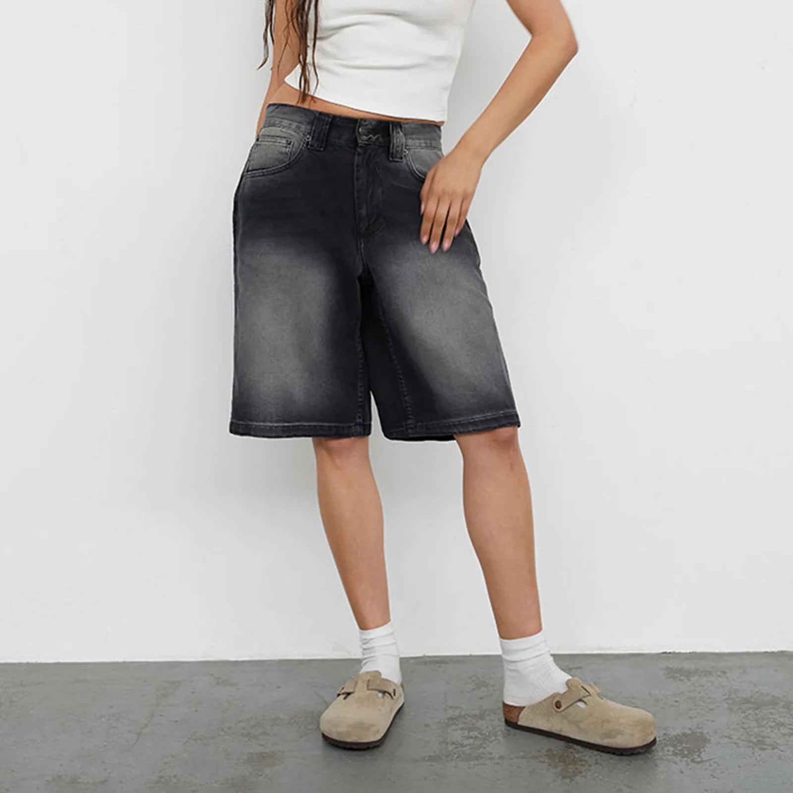 Denim Pant Women Wide Leg Jeans Calf Length Pants High Waist Straight Trousers Y2k Streetwear Mom Jeans Casual Loose Summer Aviola