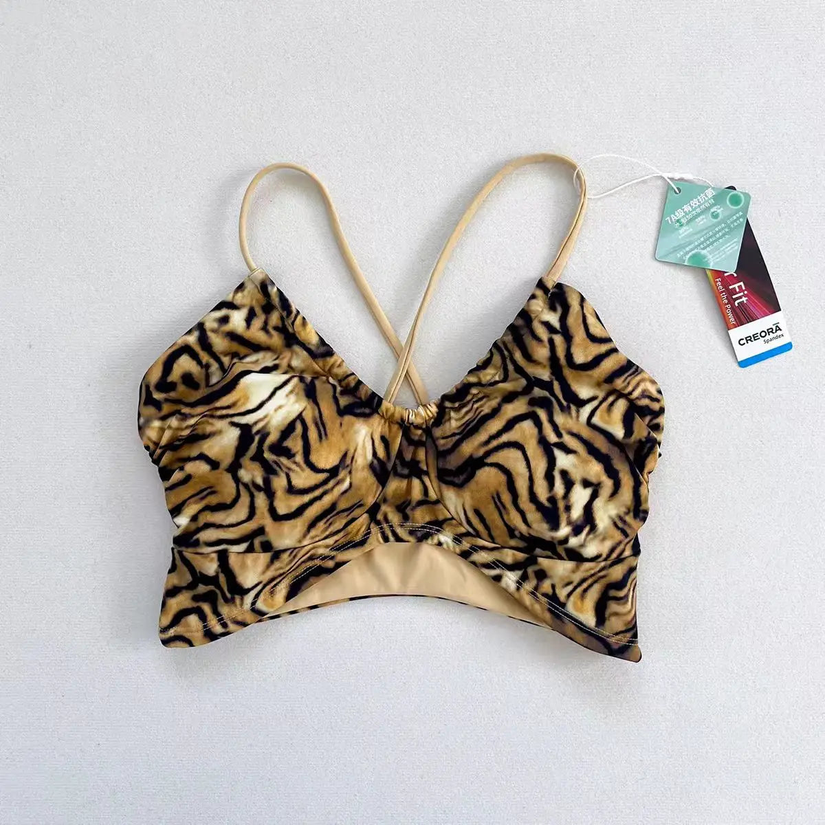 Women's Push-Up Sports Bra Cross Strap Yoga Camisole Fitness Top Breathable Beauty Back Gym Bra Print Design Sport Bras Aviola