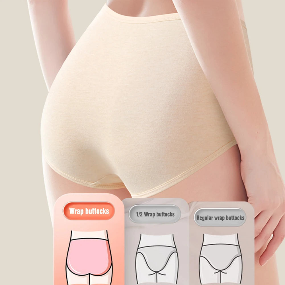 4 pcs/Set Women's High Waist Knickers Ladies Cotton Briefs Underwear Full Coverage Soft Breathable Panties Multipack Aviola