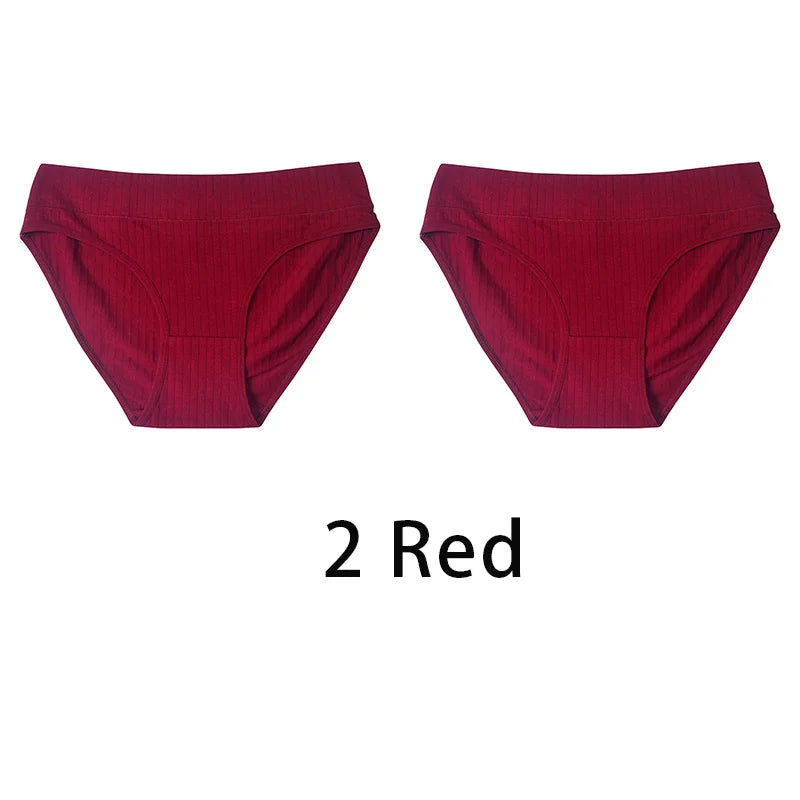 2PCS/Set Women Plus Size Seamless Cotton Panties Daily Underwear Sexy Female Rib Underpants Girls Comfort Briefs Lingerie 835 Aviola
